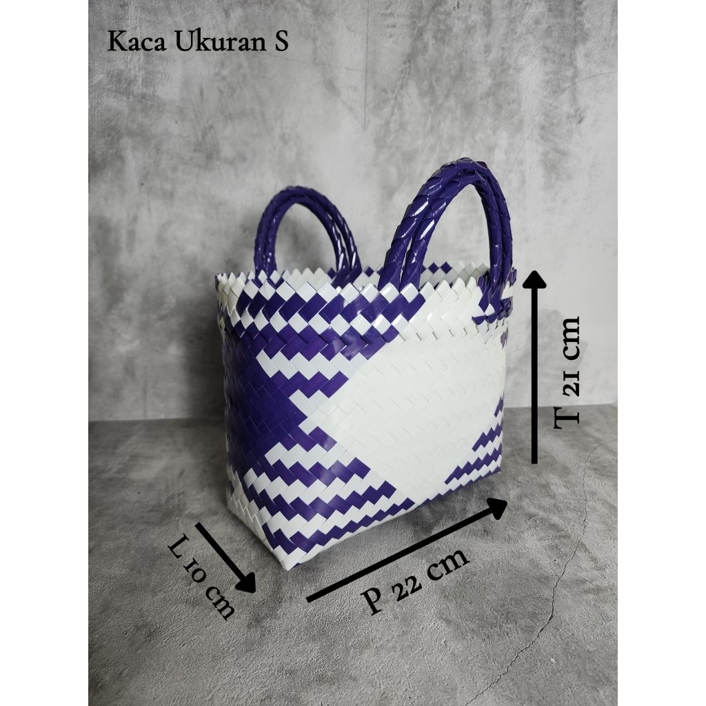 Tas anyaman Kaca ukuran S / Tas hantaran / Tas anyaman /Tas belanja kecil