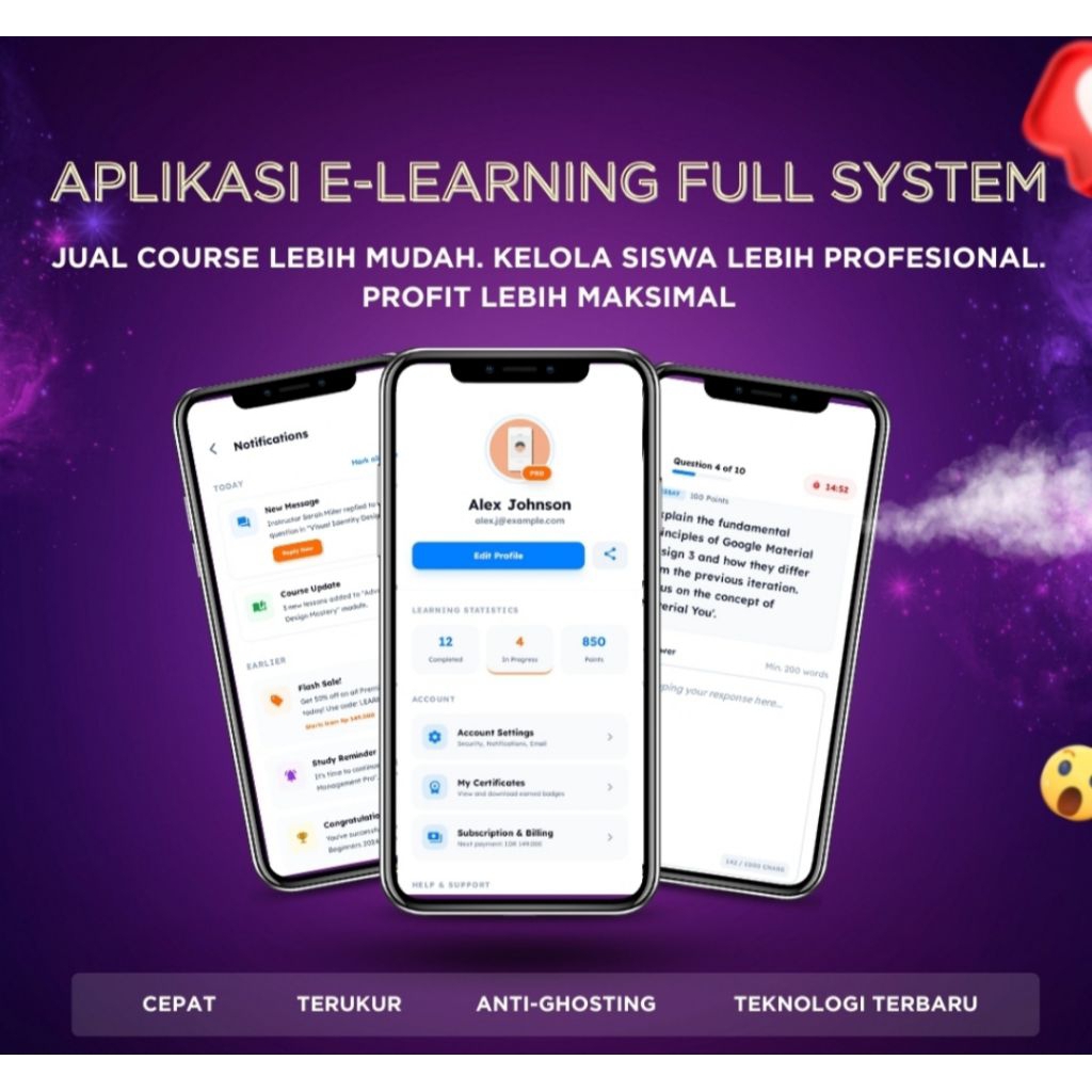APLIKASI E-LEARNING | MODUL | UJIAN ONLINE | TUGAS ONLINE