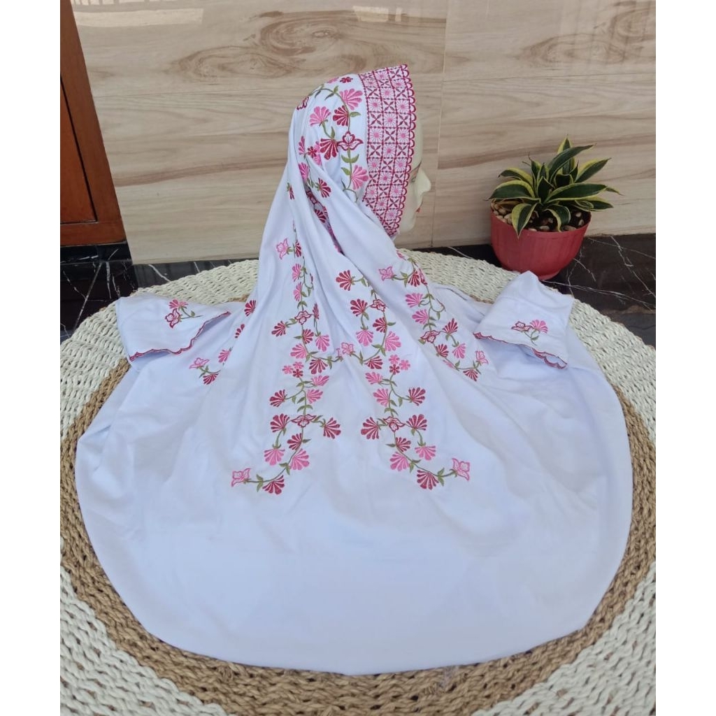 MUKENA LAJURAN DEWASA|MUKENA BORDIR TIMBUL