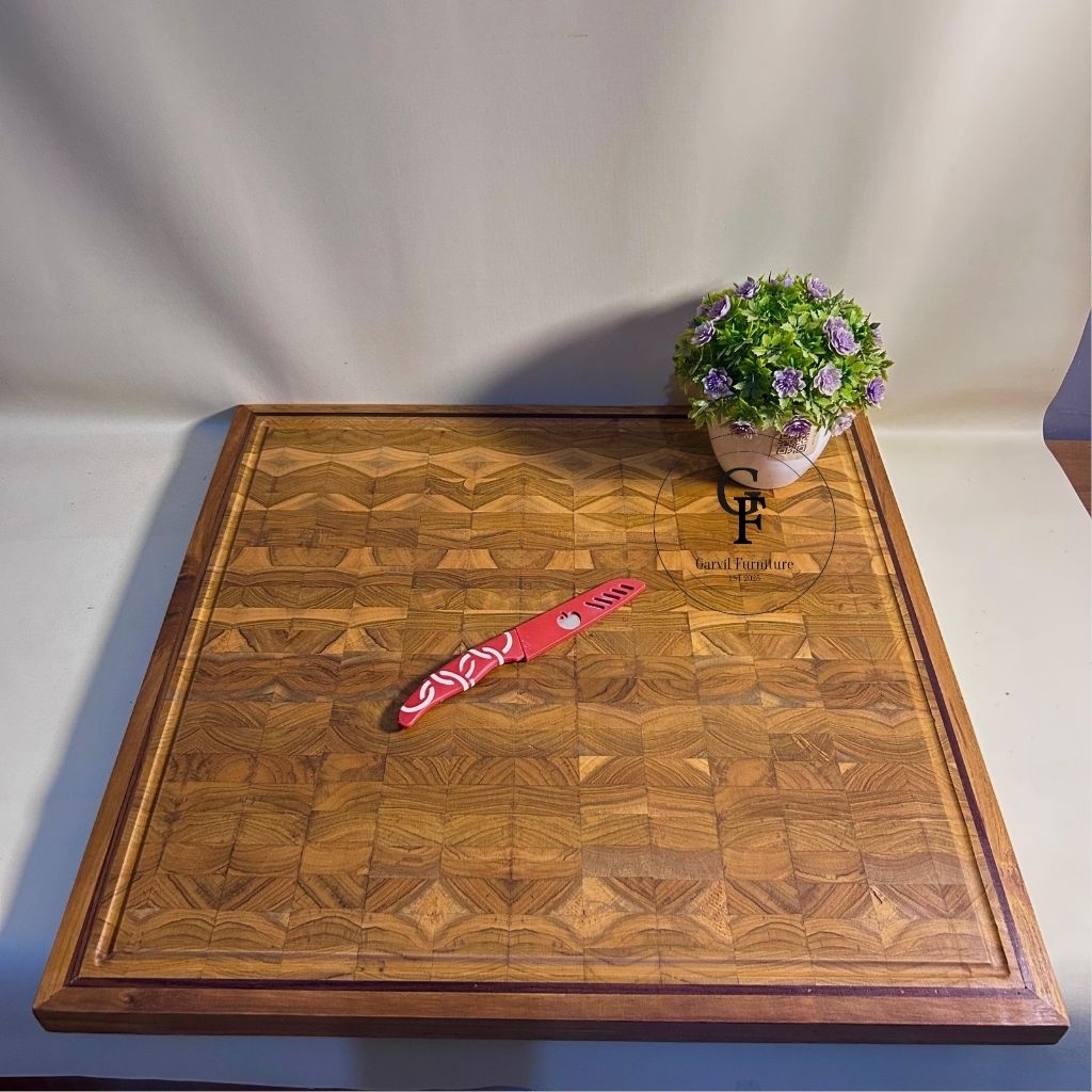 Talenan Kayu Jati Perlengkapan Dapur Alat Masak Cutting Board Talenan mozaik Tatakan Roti Talenan Ae