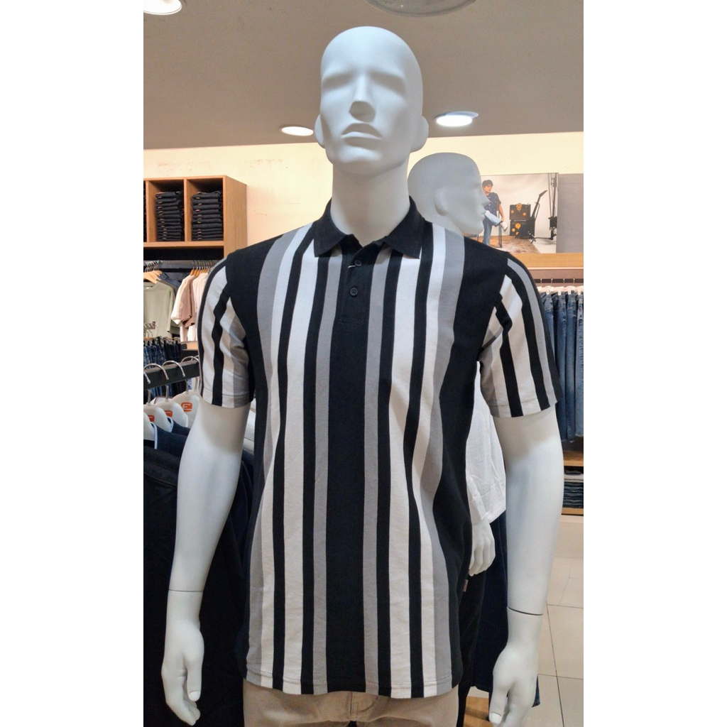 Emba polo shirt pria motif salur M - XXL