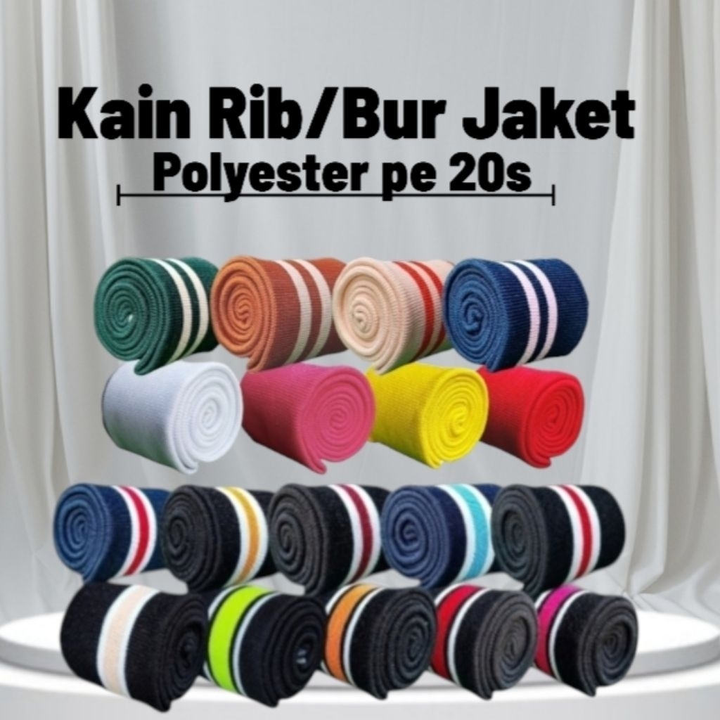 RIB/BUR jaket bagian kerah lengan pinggang polos salur perlembar