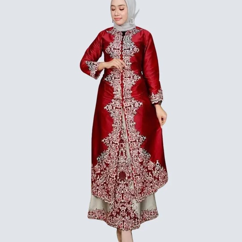 Gamis Wanita Pelangi Jaya Bahan Taveta Dove Warna Maroon