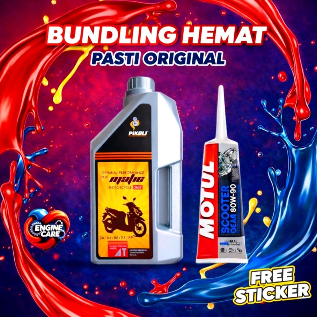 Paket Oli Wangi Pikoli Matic 0.8L / 1L + Oli Gardan Motul Untuk Motor Matic *PASTI ORIGINAL*