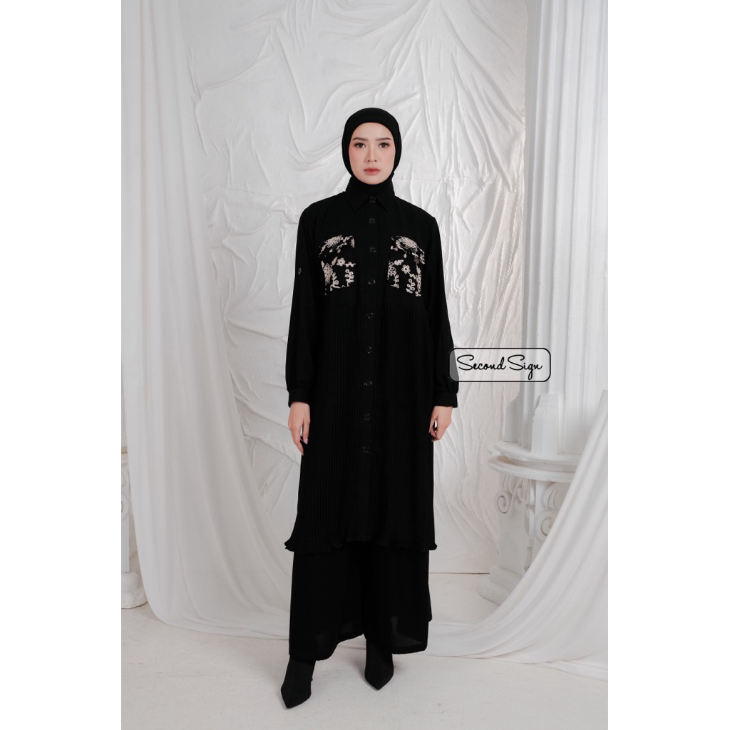SecondSign - Raya Series Jihan Tunik Brukat Mix Plisket