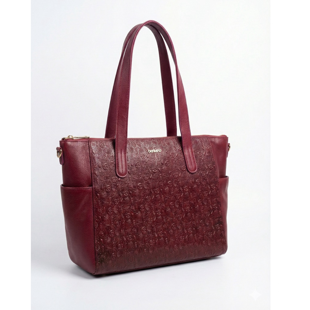 Berliano Leather Warior Bag, Tas kulit sapi, Tas kulit wanita motif batik indonesia