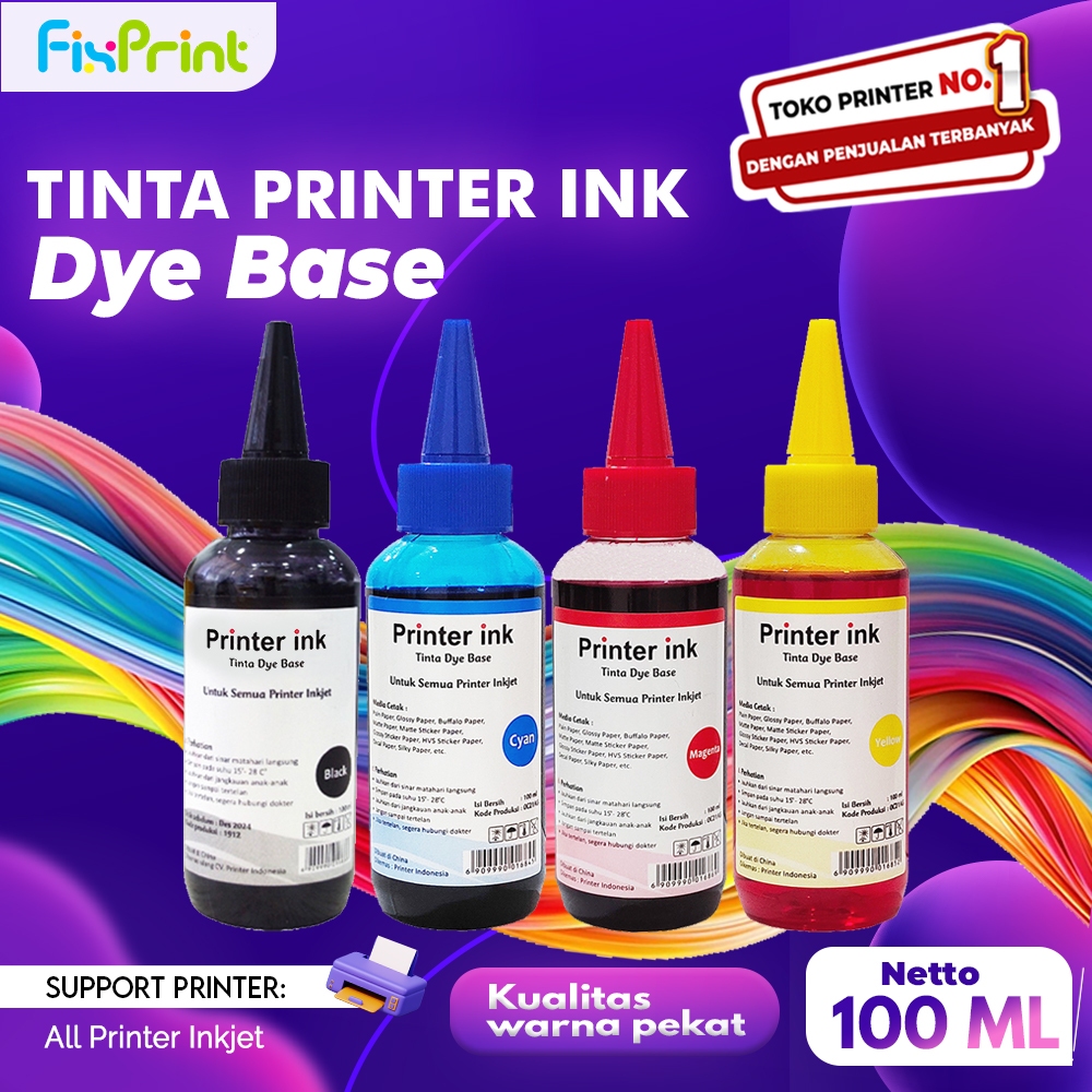 FixPrint Tinta Dye Base 100ml Isi Ulang Cartridge Infus Canon 810 811 740 741 88 98 745s 746s PG745 