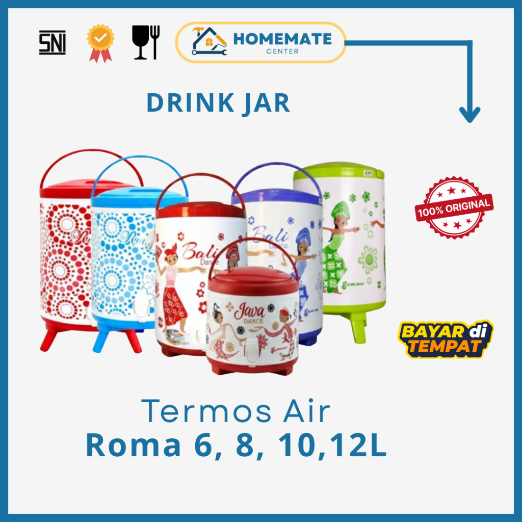 Drink Jar Roma Global Eagle 8 10 12 Liter - Dispenser Air Kran Panas Dingin Aluminium Original