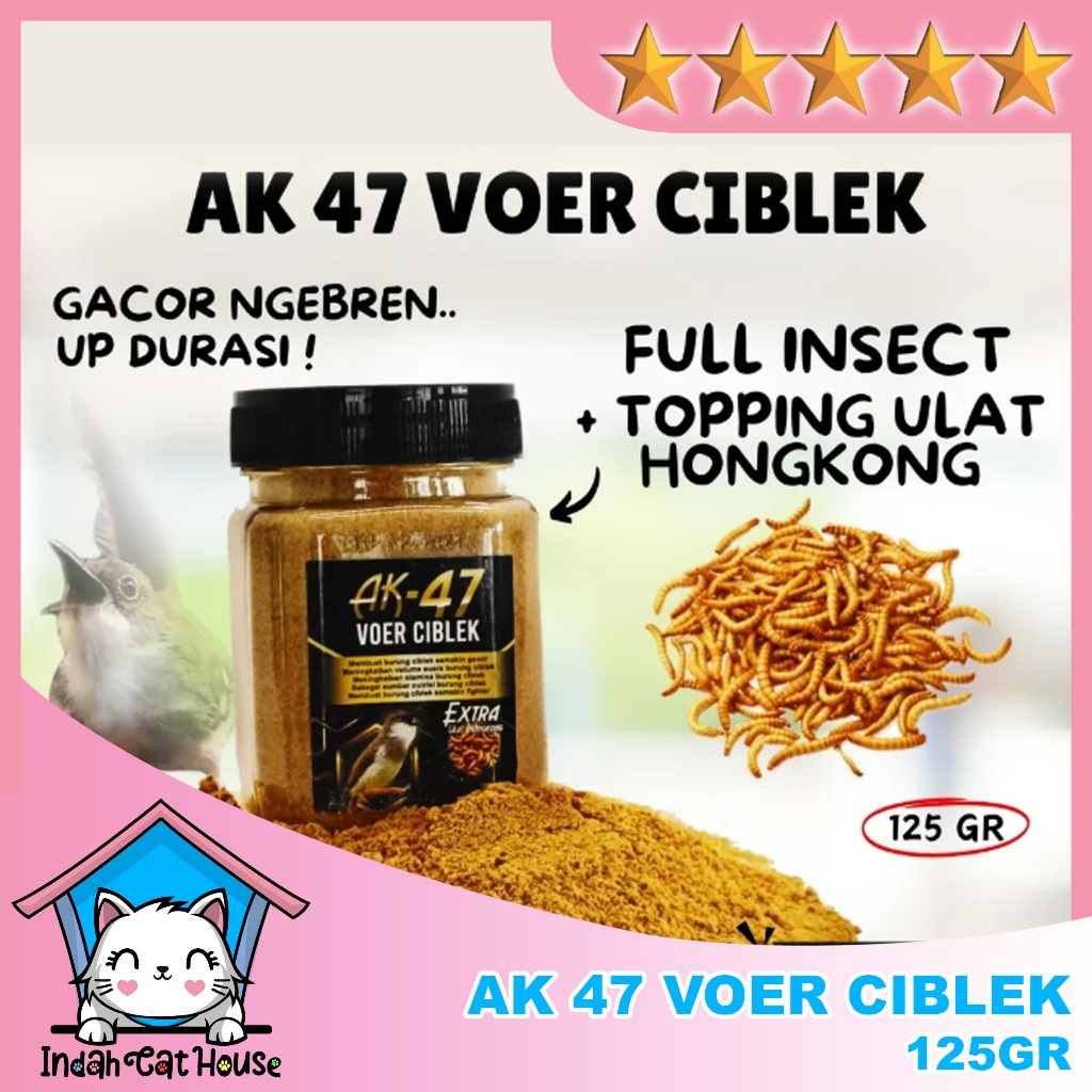 AK-47 Voer Ciblek 125gr Extra Ulat Hongkong Pakan Burung Ciblek Kristal Sawah Jawa Prenjak Makanan P