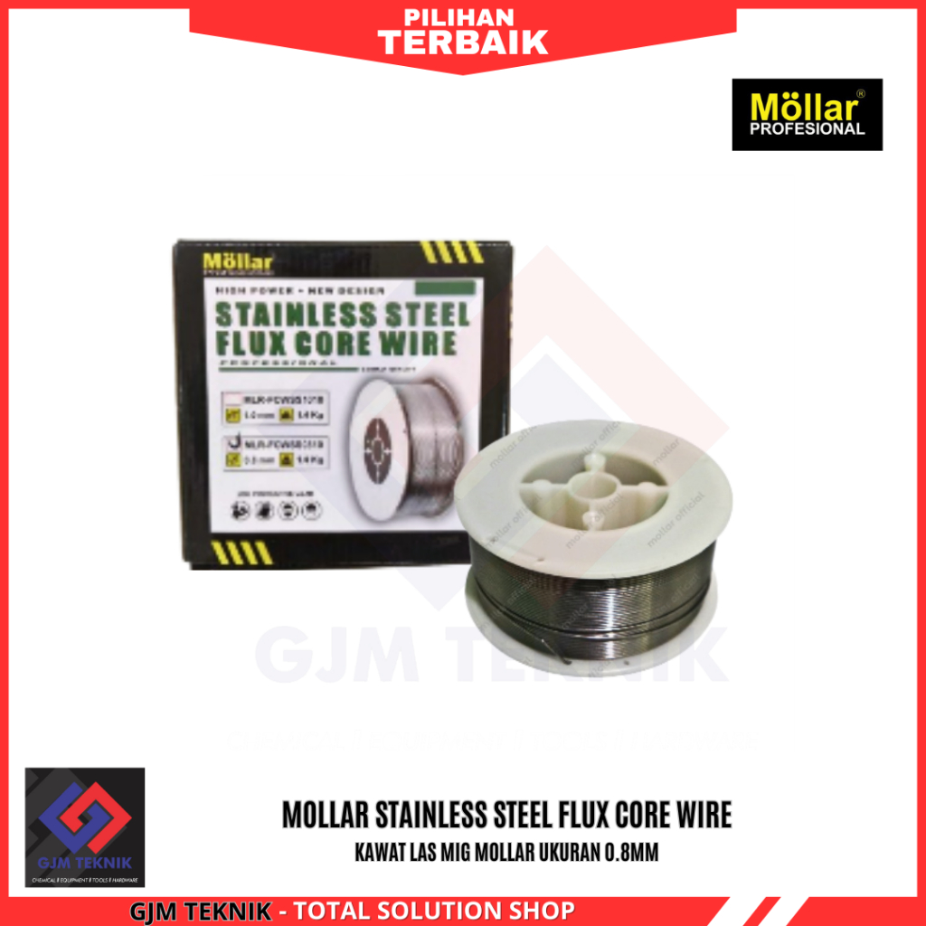MOLLAR KAWAT LAS MIG STAINLESS STEEL 0.8 MM X 1 KG FLUX CORE TANPA GAS