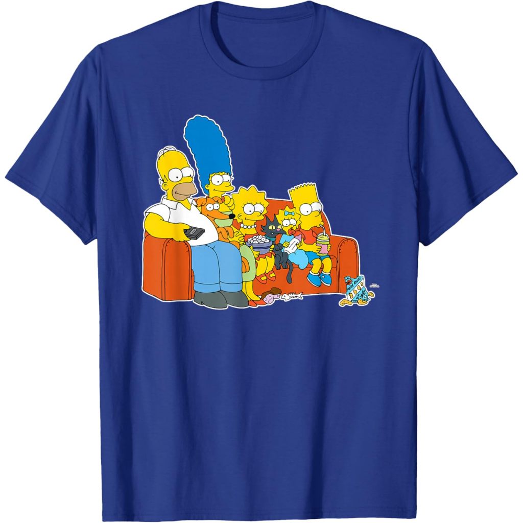 Kaos The Simpsons Homer Marge Maggie Bart Lisa Simpson Couch T-Shirt – Baju Vintage 90s Retro Pria W