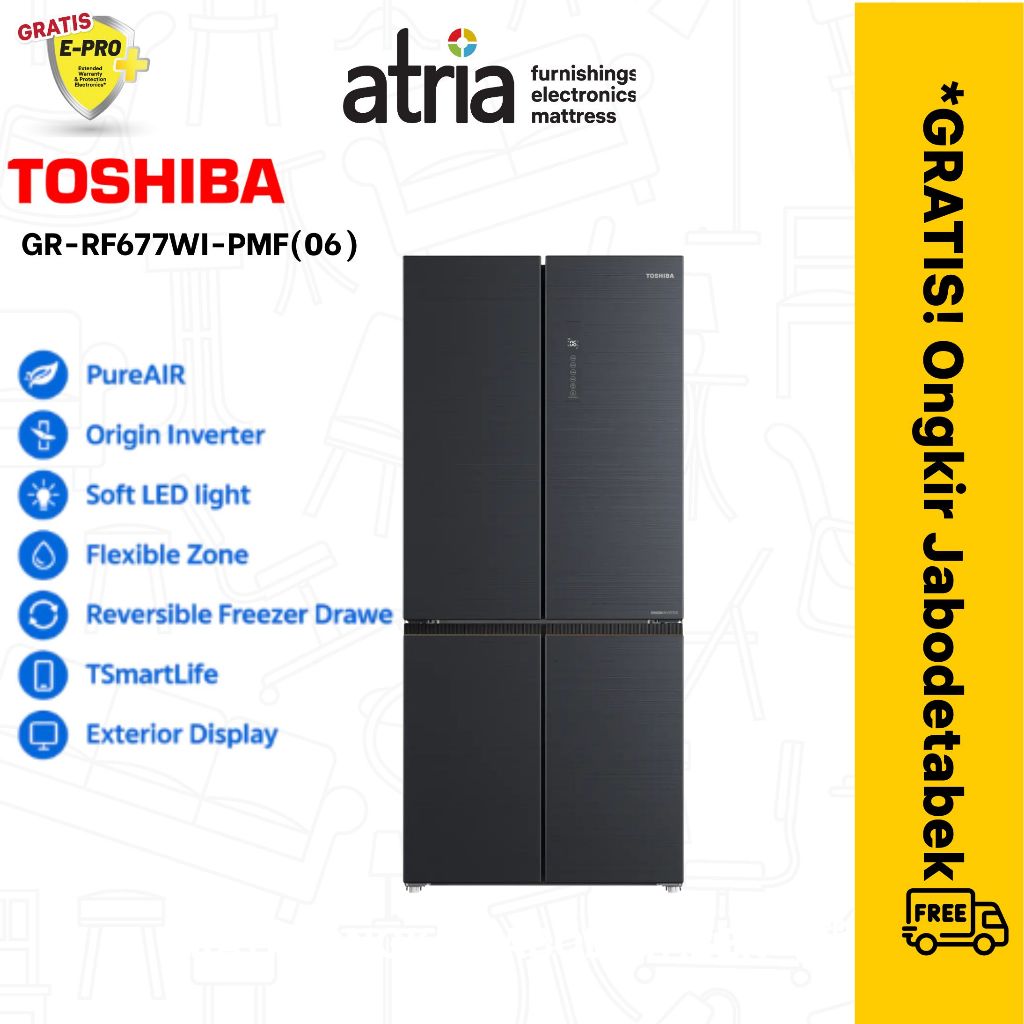 TOSHIBA GR-RF677WI-PMF(06) REFRIGERATOR MORANDI GREY