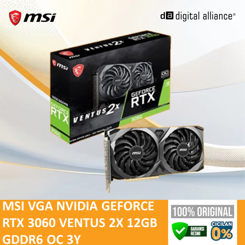 MSI VGA NVIDIA GEFORCE RTX 3060 OC VENTUS 2X 12GB GDDR6 3Y