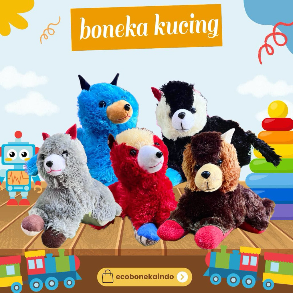 Boneka kucing duduk  obral lucu boneka Berbulu lucu Karakter Boneka cat murah lucu import ecobonekai