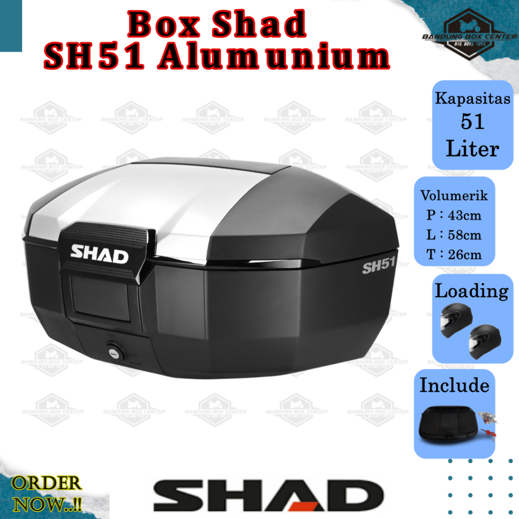Box Shad SH51 Alumunium Box Motor Shad SH51 Almunium Cover Bagasi Motor Shad Box Shad SH 51 Top Case