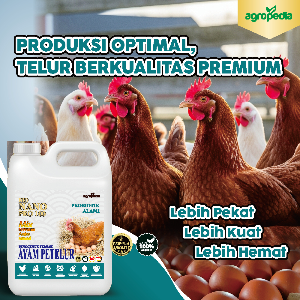 Bio Nano Pro 100 Suplemen Booster Probiotik AYAM PETELUR / meningkatkan bobot ternak / mempercepat p