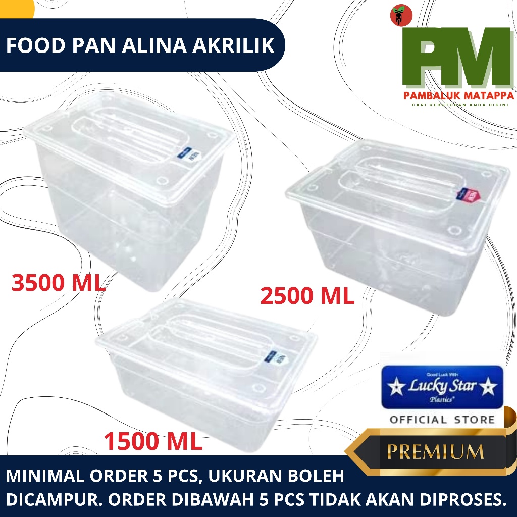 LUCKY STAR-Food Pan Alina Akrilik 1500/2500/3500 Ml Wadah Jelly Sticky Milk Es Buah Takjil Ramadhan 
