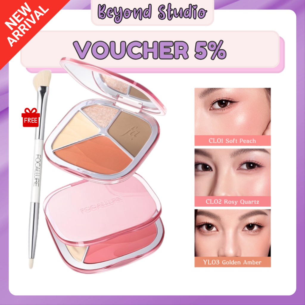 [FREE GIFT] FOCALLURE 3 in 1 Blush Contour Highlighter Face Palette Multi-Use Natural High Pigmented