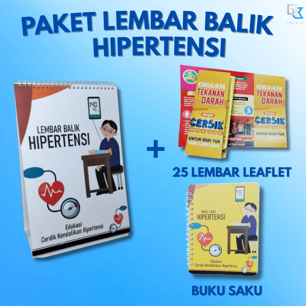 Paket Lembar Balik Hipertensi | Buku Saku & Leaflet Hipertensi | Media Edukasi Kesehatan Lansia