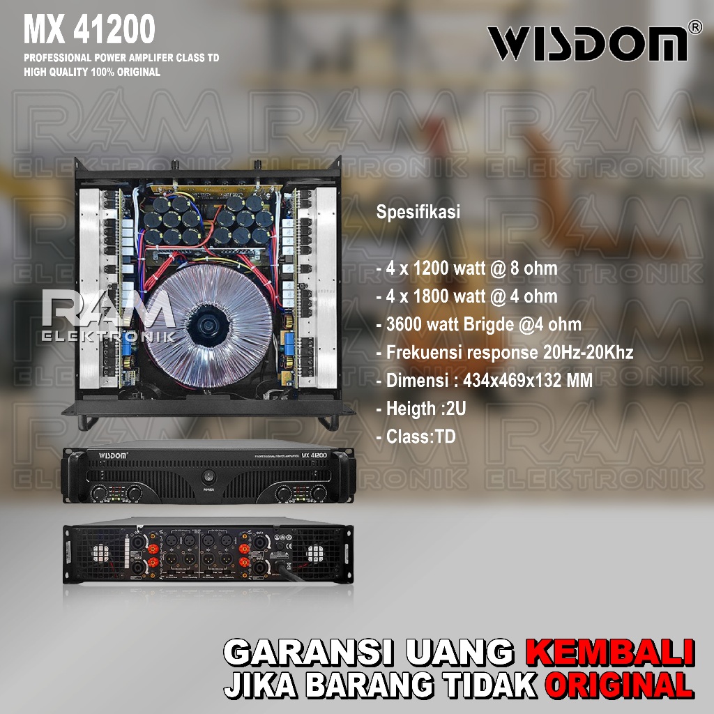 Power Amplifier 4 Channel WISDOM MX41200 | MX 41200 Class TD 4 x 1200 Watt Original
