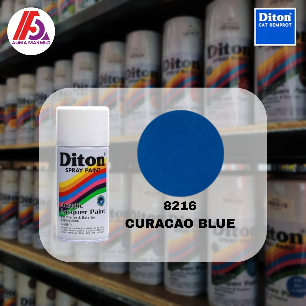 Diton Acrylic 8216 Curacao Blue 300cc / Pilok Diton Curacao Blue / Cat Aerosol Biru Metalik