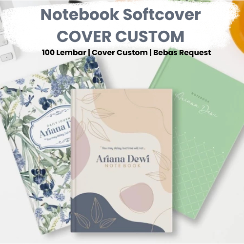 Notebook Custom Desain Softcover Ukuran A5 Isi 100 lembar/200 halaman kertas dotted grid garis dan p