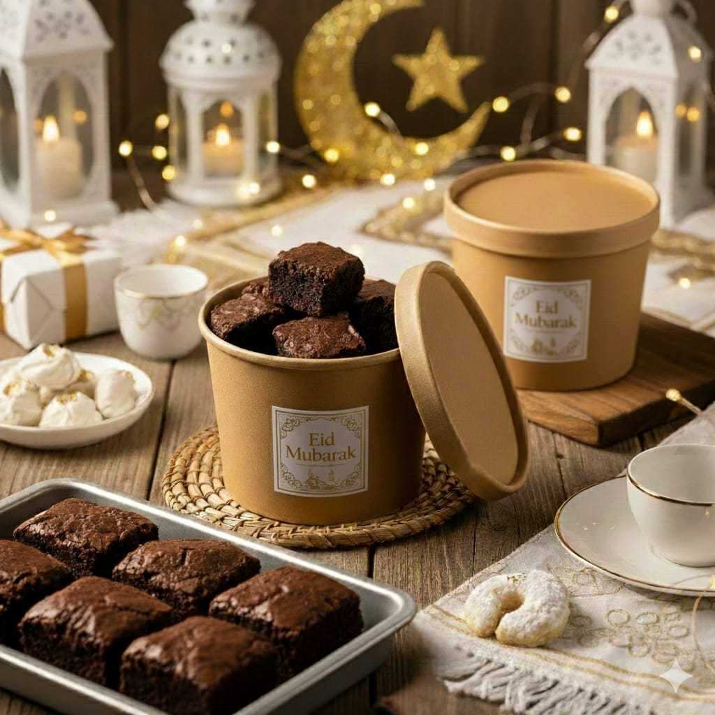 Mini Brownies Bites Cup 8oz Panggang Dark Chocolate Hampers Idul Fitri Natal Imlek Ramadhan Lebaran