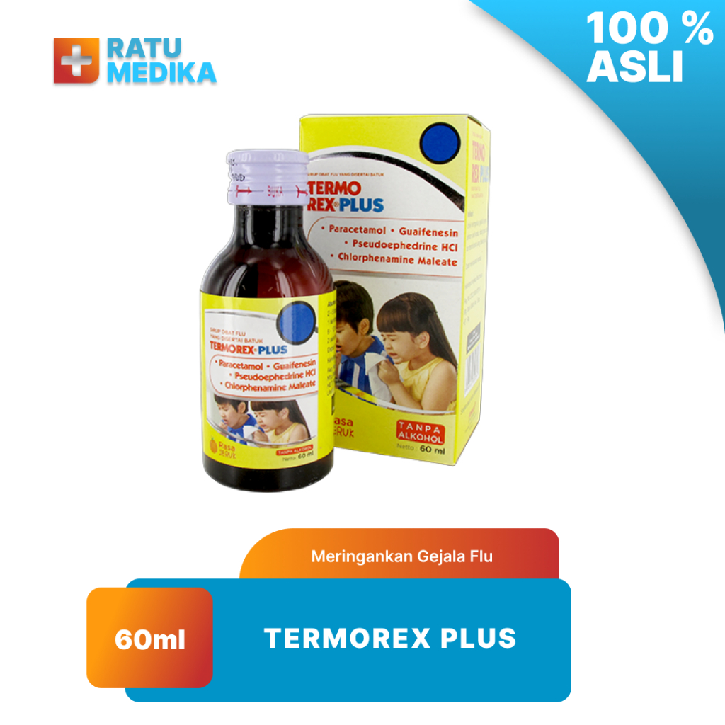 Termorex Plus Sirup 60ml Meredakan Flu Demam Sakit Kepala Paracetamol Pseudoephedrine