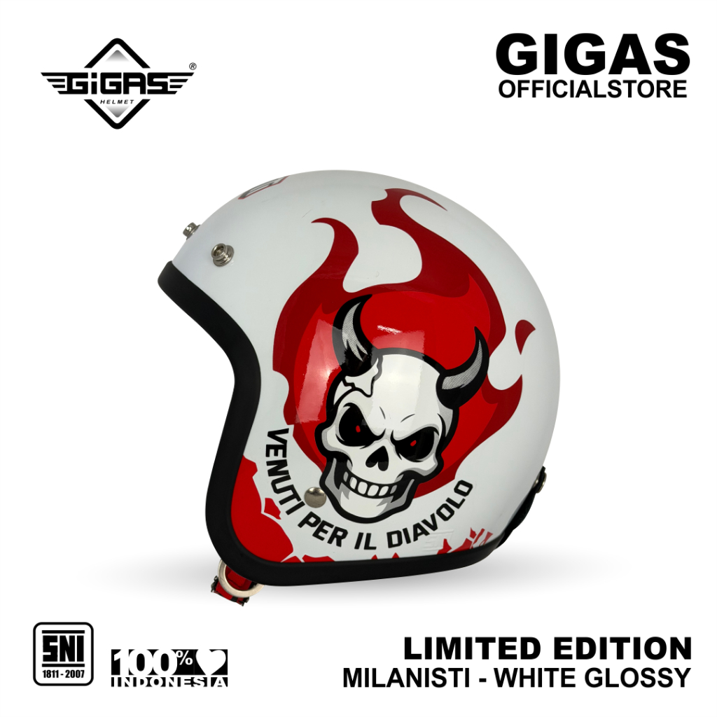 HELM RETRO GIGAS MILANISTI WHITE GLOSS