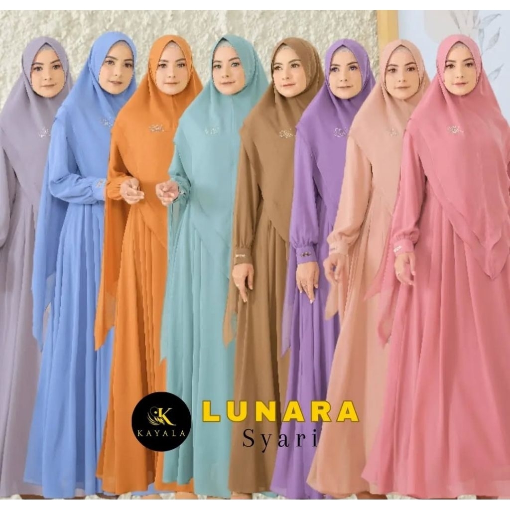 lunara syari/gamis syari/gamis set hijab/gamis/syari