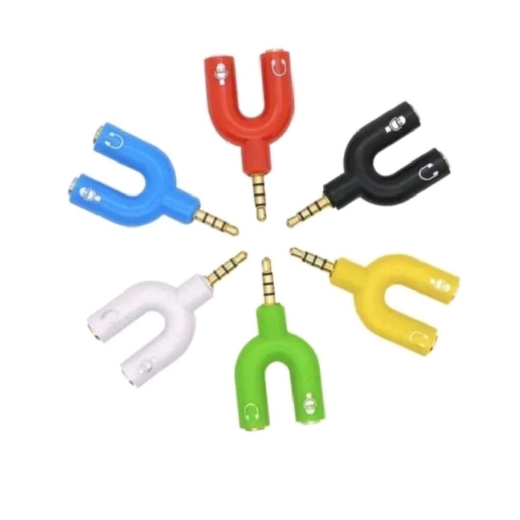 Splitter U / Y 2 in 1 to Sambungan Headset Splitter Mic Audio Music