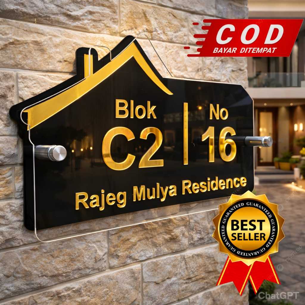 PAPAN NOMOR RUMAH AKRILIK | NO RUMAH AKRILIK | ALAMAT RUMAH HURUF 3D TIPE B