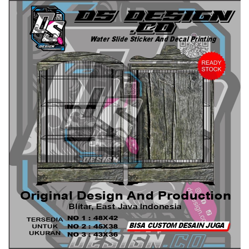 WATER SLIDE decal sangkar motif kayu lawas