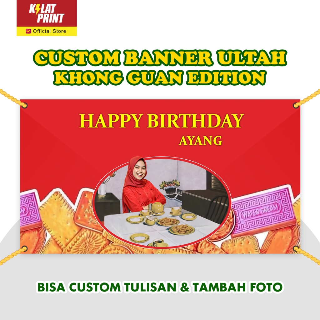 Custom Banner Ultah Hadiah Sidang Wisuda Design - Khong Guan Edition
