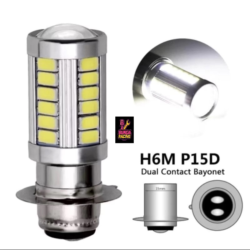 BOHLAM LAMPU DEPAN UTAMA LED 33 MATA ARUS DC H6 MATIC BEBEK UNIVERSAL Socket H6 DC Bohlamp