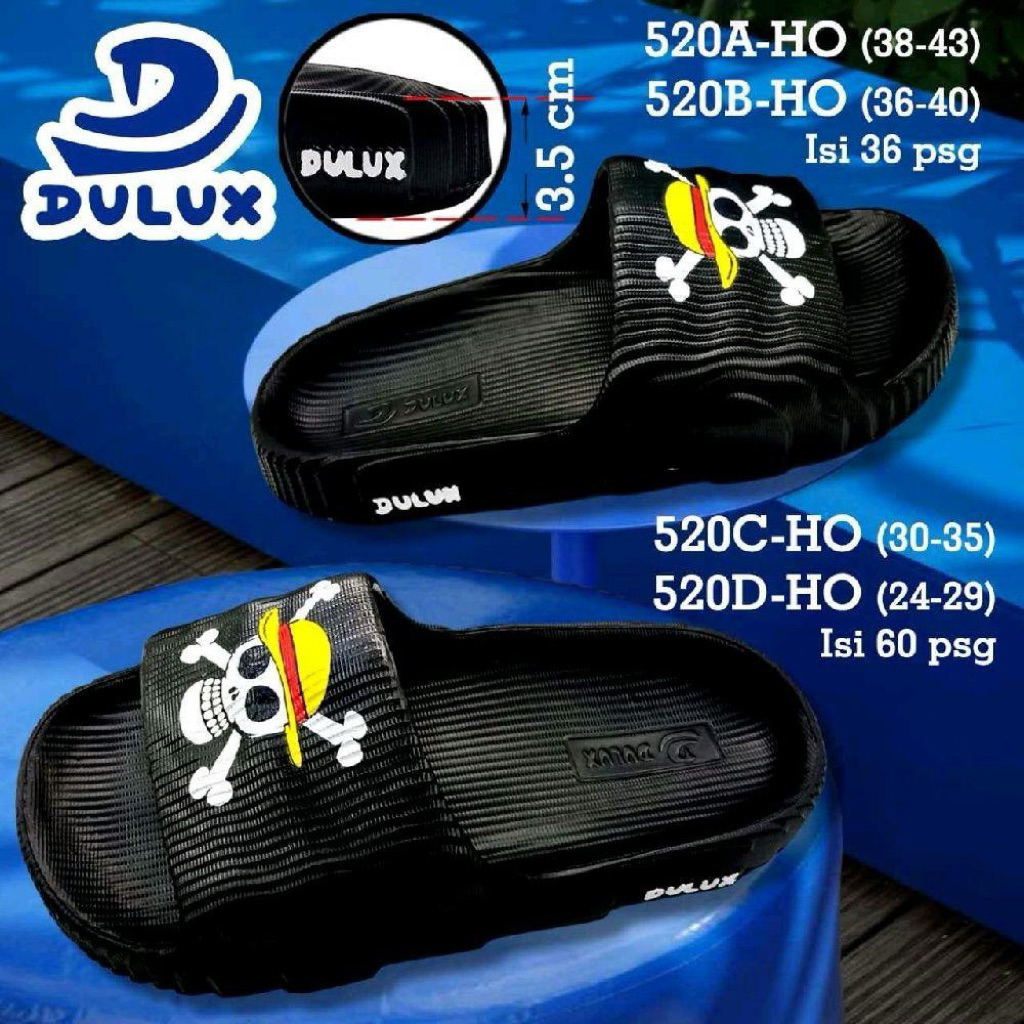 Sandal Selop hitam putih Motif One Piece - sandal cowok anak dewasa terbaru - sandal cowok casual - 