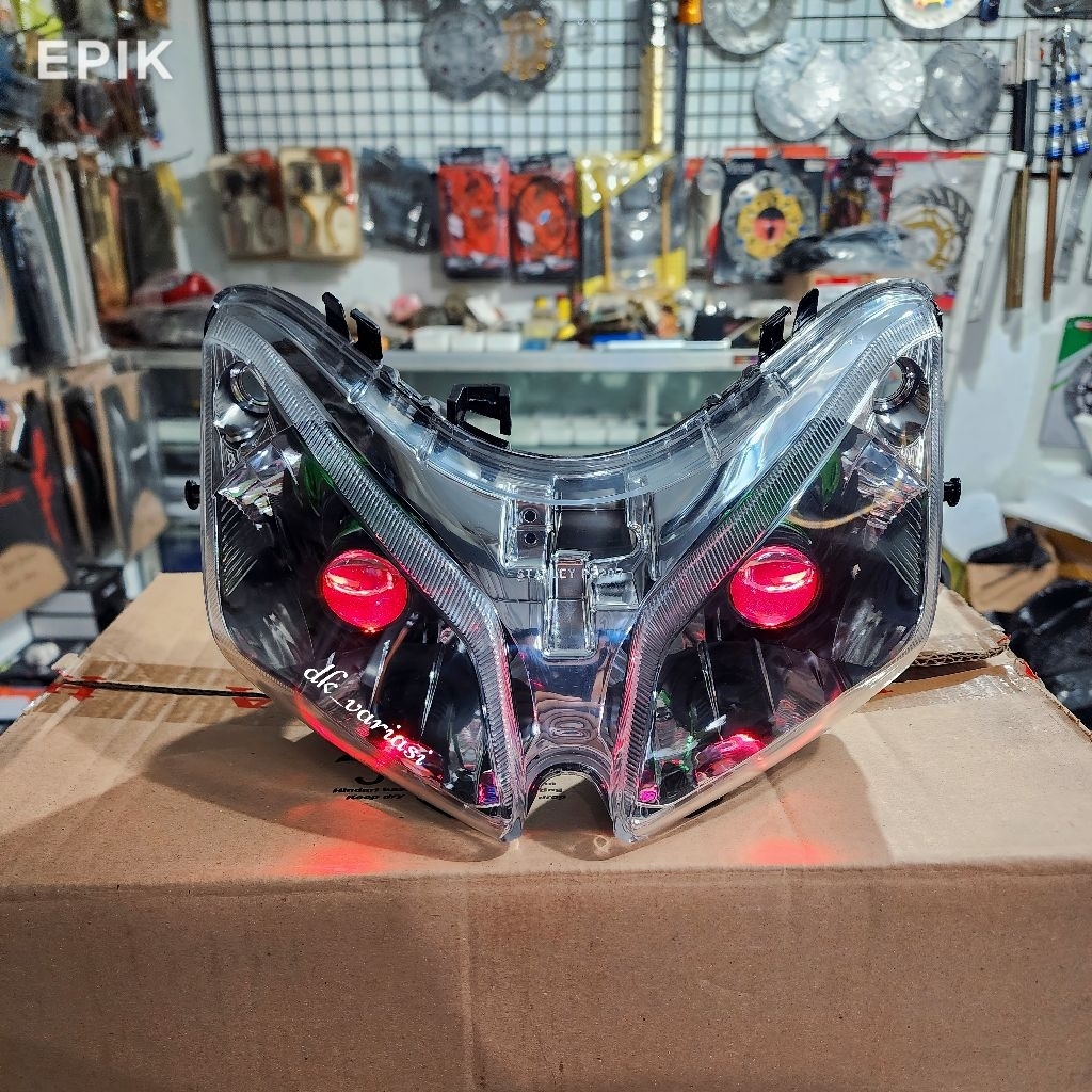 HEADLAMP LAMPU DEPAN VARIO 110 KARBU CW CUSTOM LAMPU H4