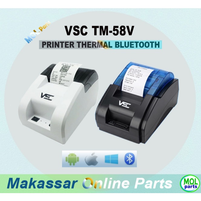 Printer Kasir Mini Thermal Bluetooth POS Sistem Printer Resi 58mm VSC TM-58V