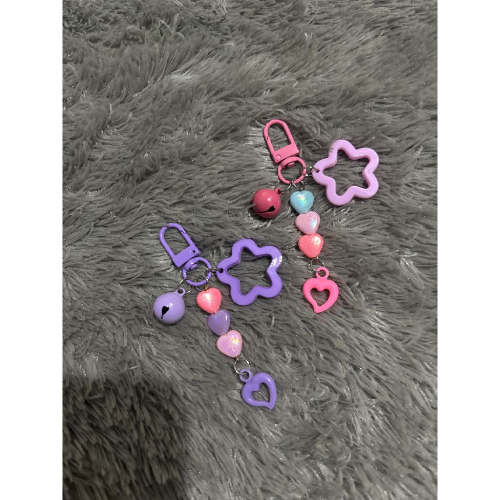 keychain gantungan kunci atau tas manik manik love mix bintang warna warni