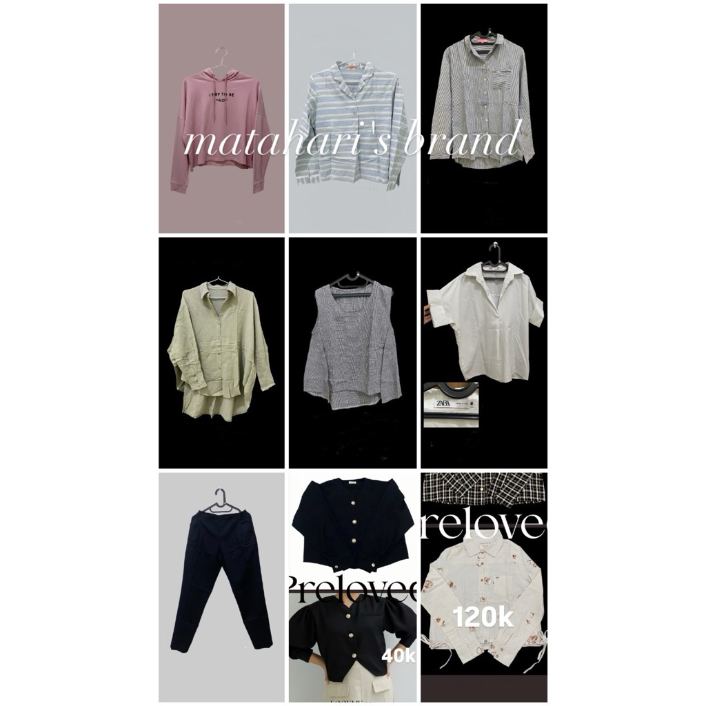 preloved by elbains part 2 (kemeja, kemeja oversized, hoodie crop, baggy pants, vest, kemeja lengan 