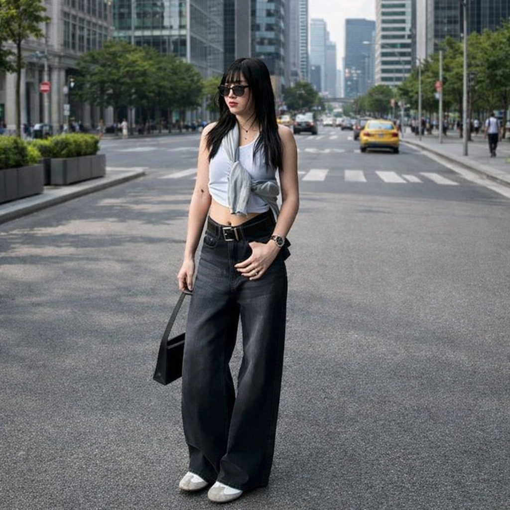 Celana SKENA Highwaist Loose Buggy Jeans Wanita Kekinian Premium