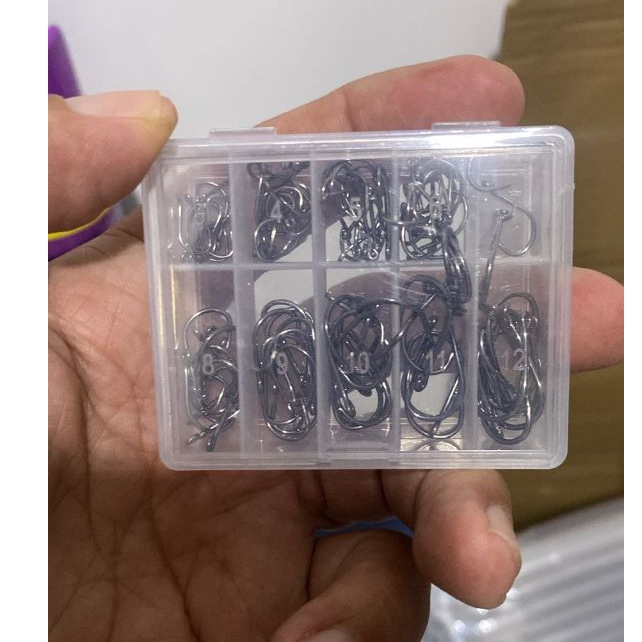 Kotak Set Mata Kail Pancing 50 PCS Aneka Ukuran Baja Karbon Anti Korosi Ergonomis