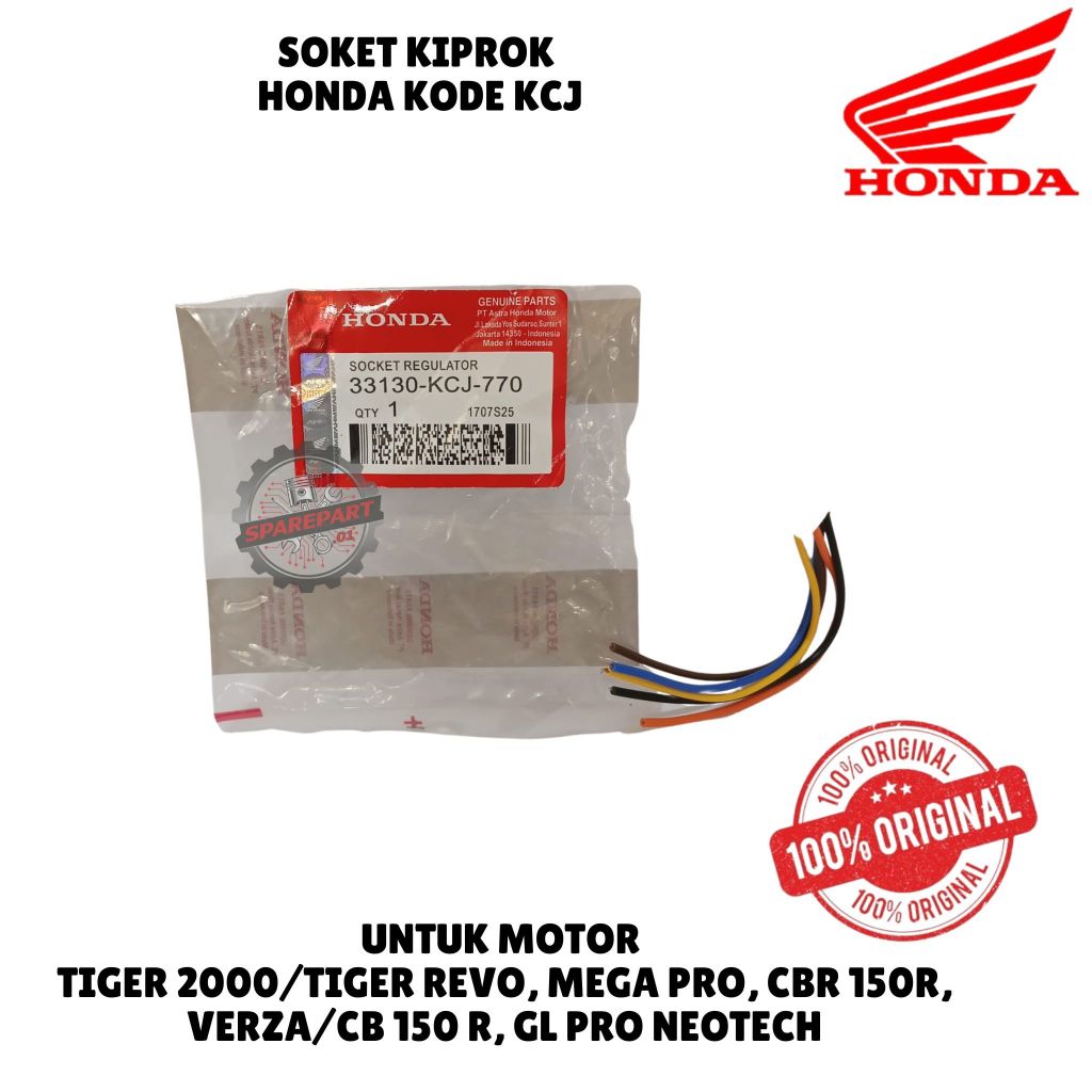 SOKET KIPROK ORIGINAL HONDA KODE KCJ TIGER 2000/ TIGER REVO, MEGA PRO, CBR 150R, VERZA/CB 150 R, GL 