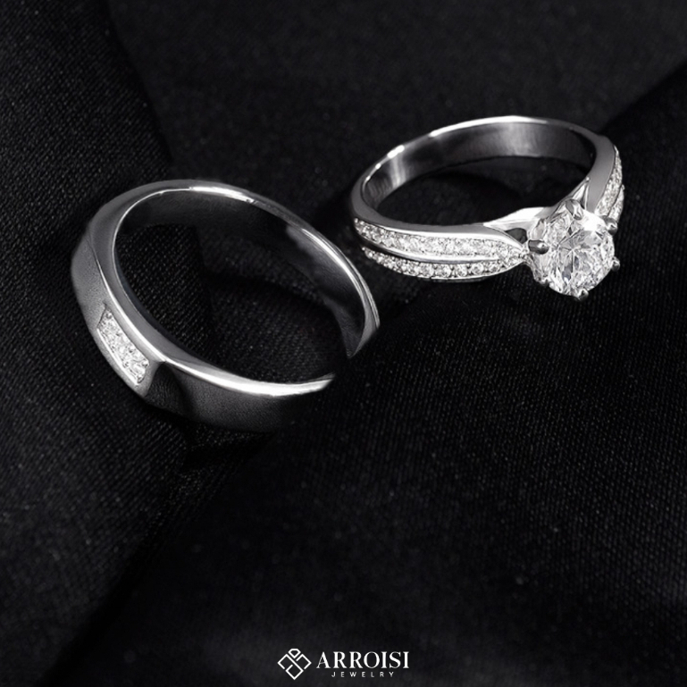 Arroisi Jewelry Cincin Tunangan Cincin Kawin Palladium (0023)