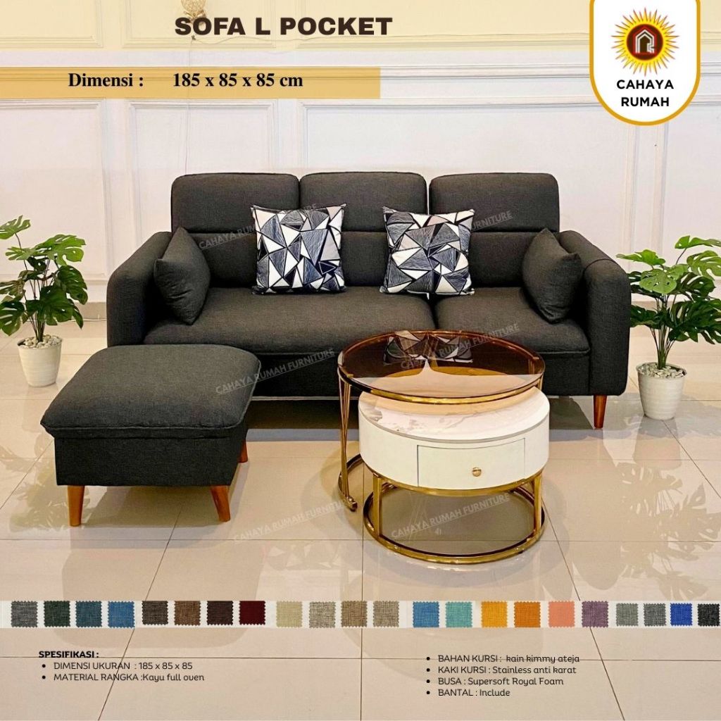 Cahaya Rumah Jalan Baru - Sofa L Pocket - Sofa Ruang Tamu - Sofa Santai - Sofa Minimalis - Custom