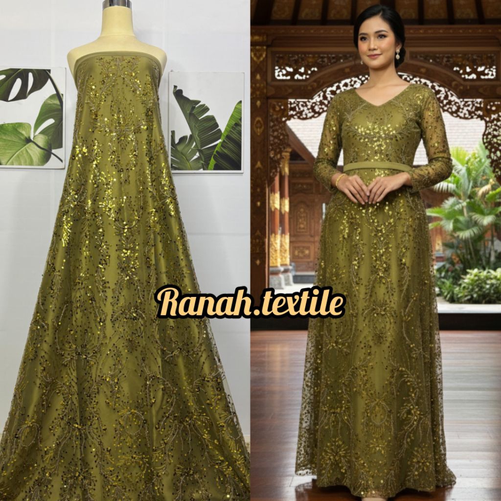 Bahan Kain Tile full Payet/Payet beading/Tile Payet mewah/Tile Payet premium