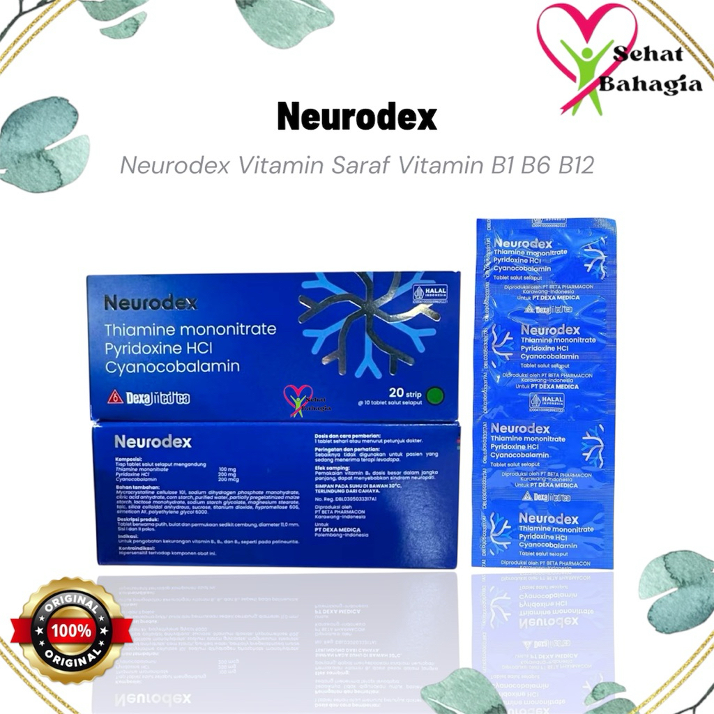 Neurodex - Vitamin saraf - Untuk Kekurangan Vitamin B/ Menghilangan Kebas/ Kesemutan – 10 Tablet