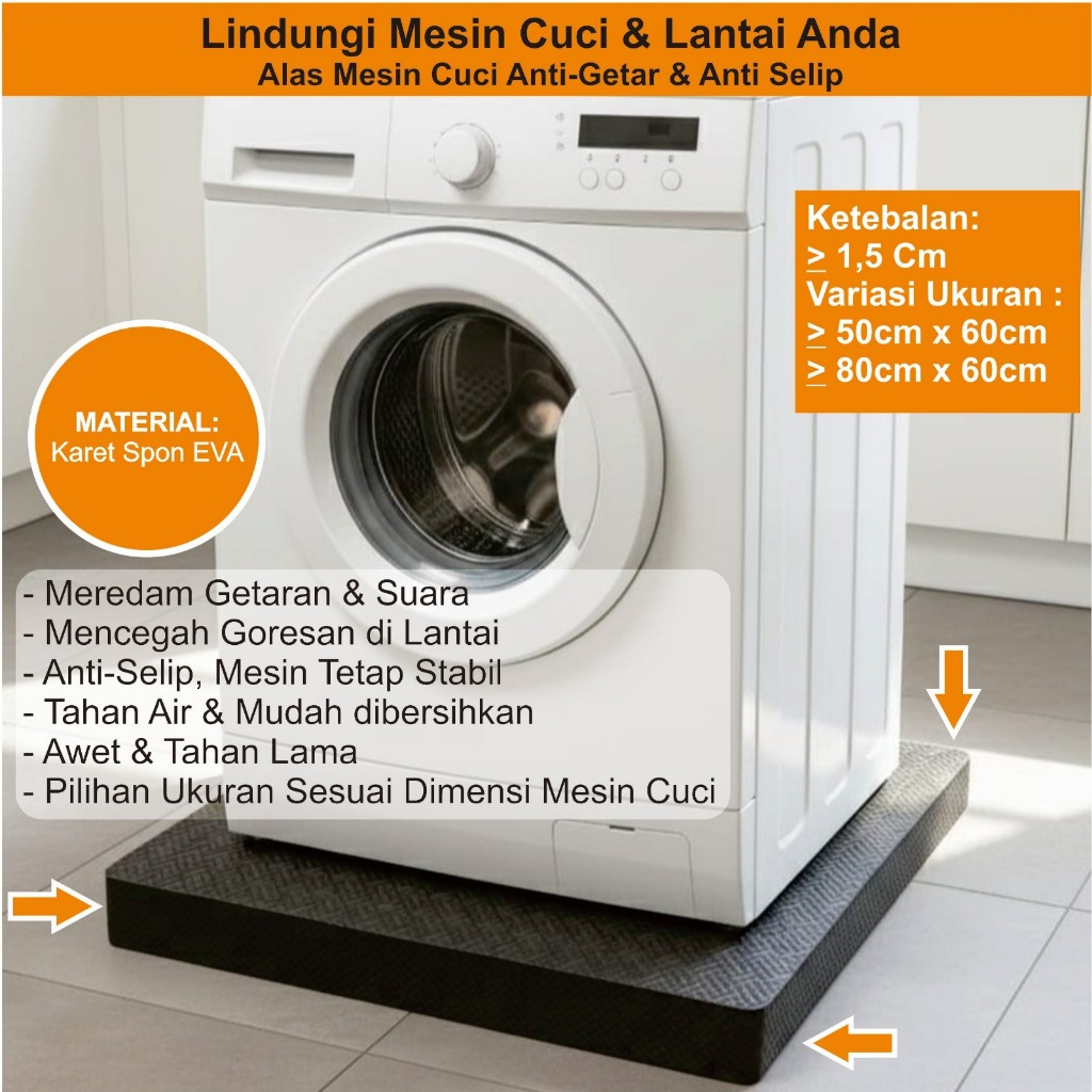 ALAS MESIN CUCI - ANTI GETAR & ANTI SELIP - KARET SPON EVA - TEBAL 1,5 CM