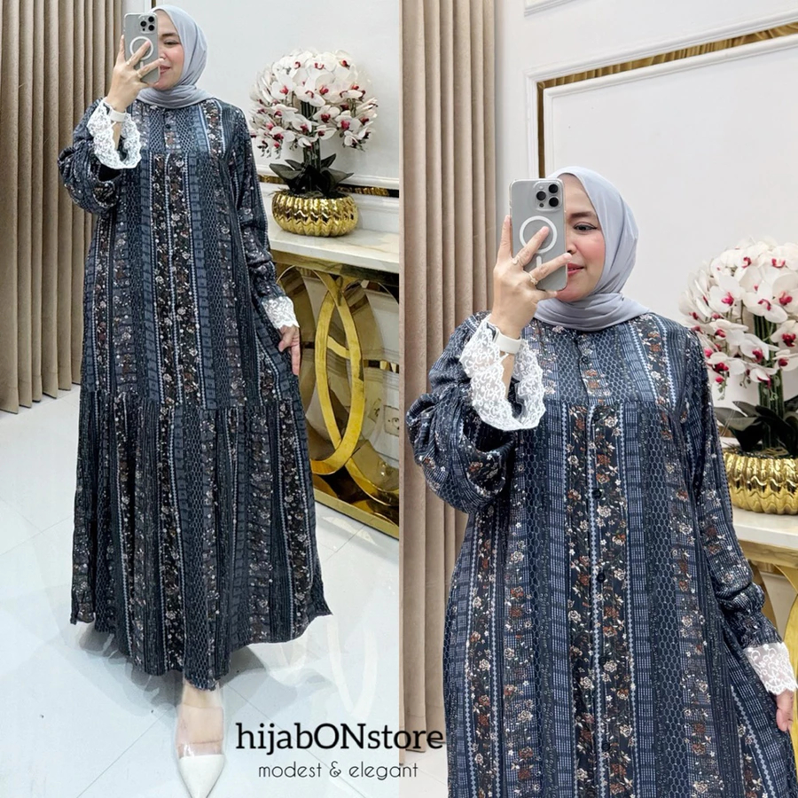 Gamis Lebaran Wanita Terbaru 2026 Baju Pengajian Ibu Pernikahan Set Gamiss Hijab Dres Brokat Muslima