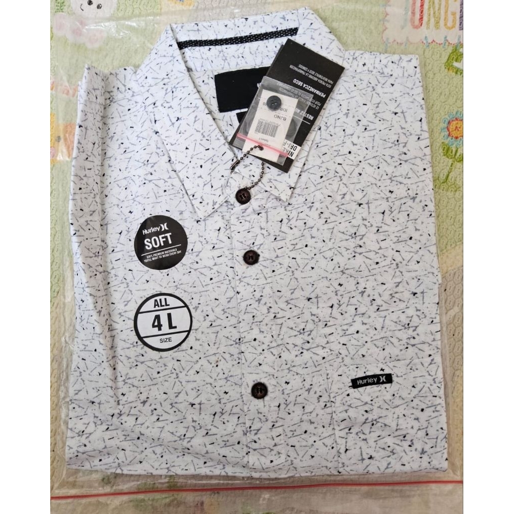 Kemeja Hurley Original Putih Garis Pendek uk. 4L